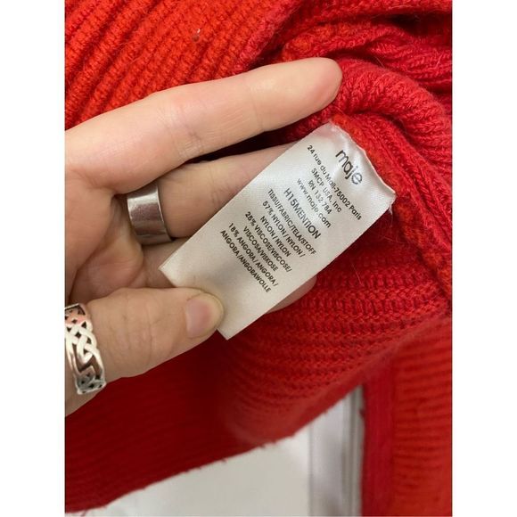 Maje Red Mention Angora Red Knit Sweater, Size 1, MSRP $410 - Picture 5 of 11